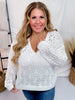 Ivory Crochet Sequin Floral V - Neck Sweater - Whiskey Skies - BIBI