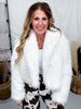 Ivory Faux Fur Open Front Jacket - Whiskey Skies - WHITE BIRCH