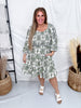 Ivory & Green Floral Print Tiered Smocked Dress - Whiskey Skies - HAYDEN