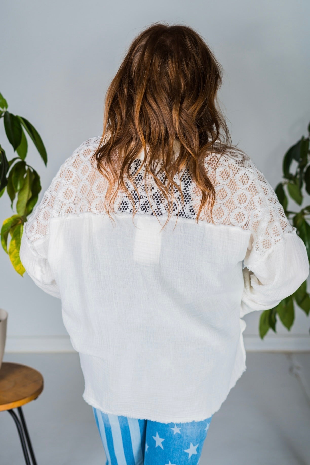 Ivory Long Sleeve Crochet Detail Top - Whiskey Skies - ANDREE BY UNIT