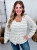 Ivory & Oatmeal Striped V - Neck Cardigan - Whiskey Skies - ANDREE BY UNIT