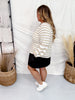 Ivory & Oatmeal Striped V - Neck Cardigan - Whiskey Skies - ANDREE BY UNIT