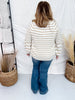 Ivory & Oatmeal Striped V - Neck Cardigan - Whiskey Skies - ANDREE BY UNIT