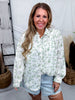 Ivory & Olive Floral Button Down Shirt - Whiskey Skies - SEW IN LOVE