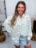 Ivory & Olive Floral Button Down Shirt - Whiskey Skies - SEW IN LOVE