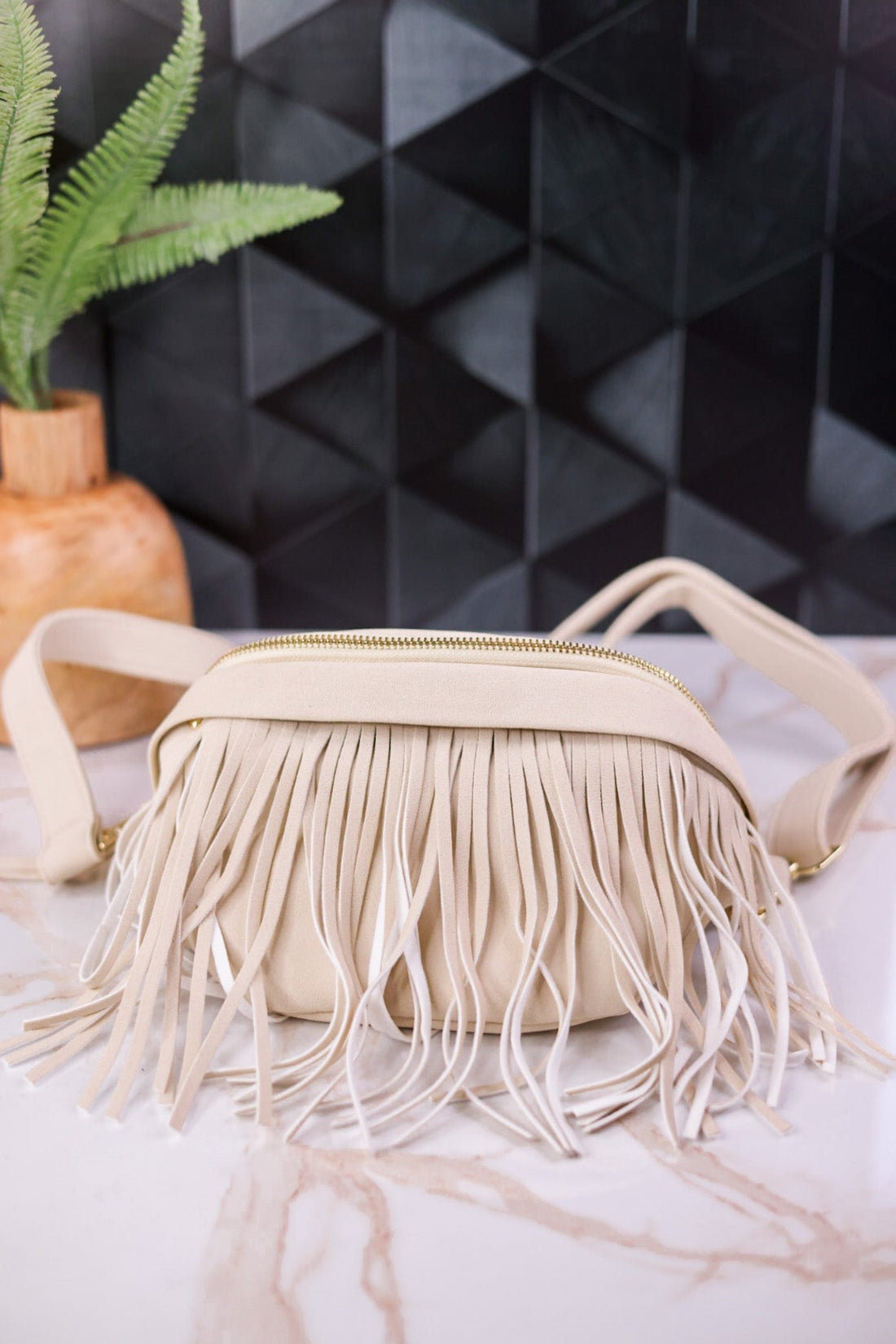 Ivory Removable Fringe Fanny Pack - Whiskey Skies - THOMAS & LEE CO.