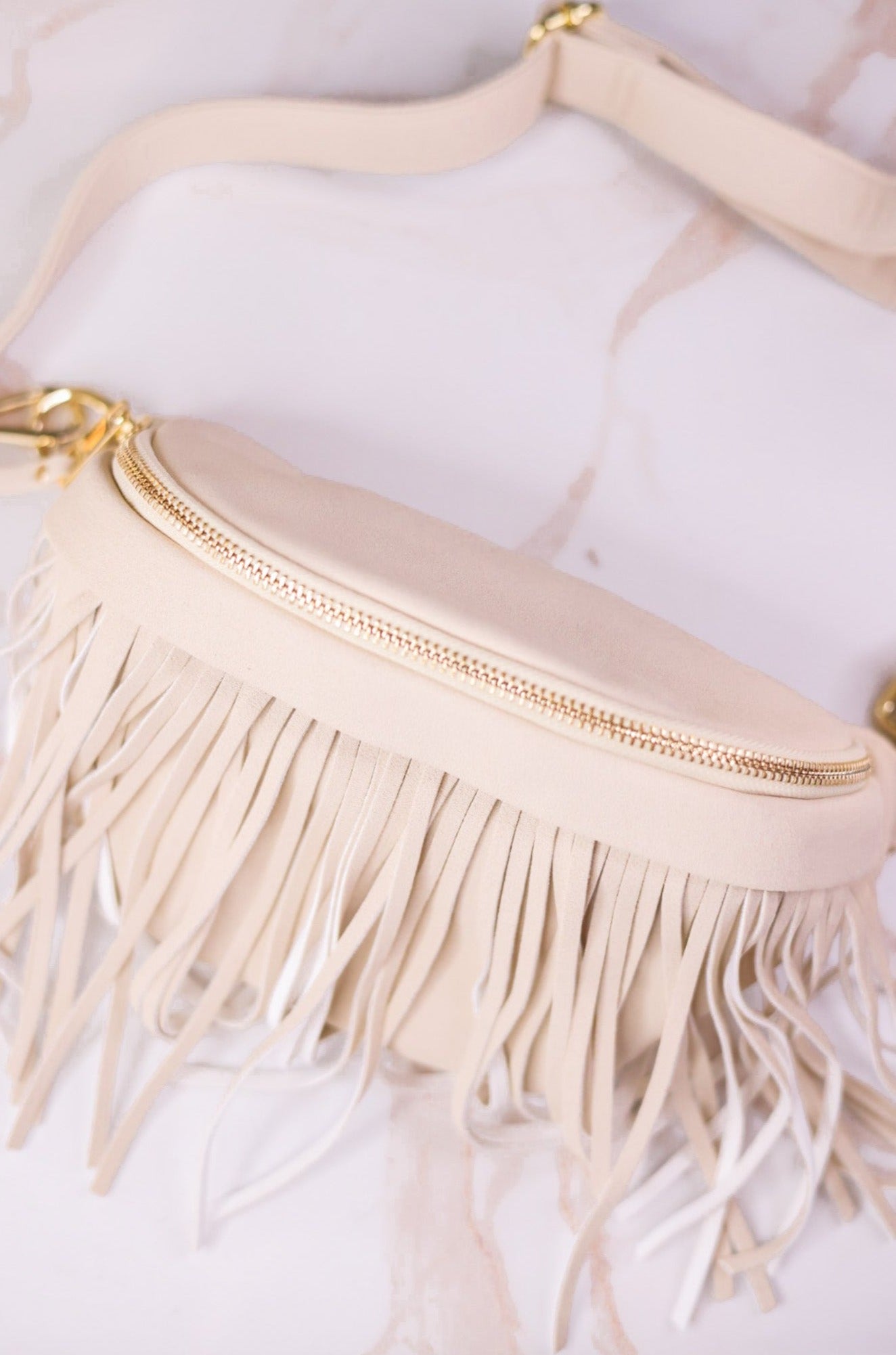 Ivory Removable Fringe Fanny Pack - Whiskey Skies - THOMAS & LEE CO.