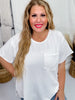 Ivory Ribbed Short Sleeve Tunic Top - Whiskey Skies - ANDREE BY UNIT