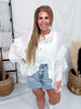 Ivory Sheer Chiffon Top With Ruffle Sleeves - Whiskey Skies - ODDI