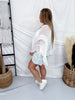 Ivory Sheer Chiffon Top With Ruffle Sleeves - Whiskey Skies - ODDI
