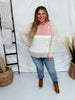 Ivory & Wine Color-Block Crewneck Sweater - Whiskey Skies - SEW IN LOVE