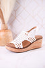 Ivory Woven Carley Wedge Sandals - Whiskey Skies - CORKYS FOOTWEAR