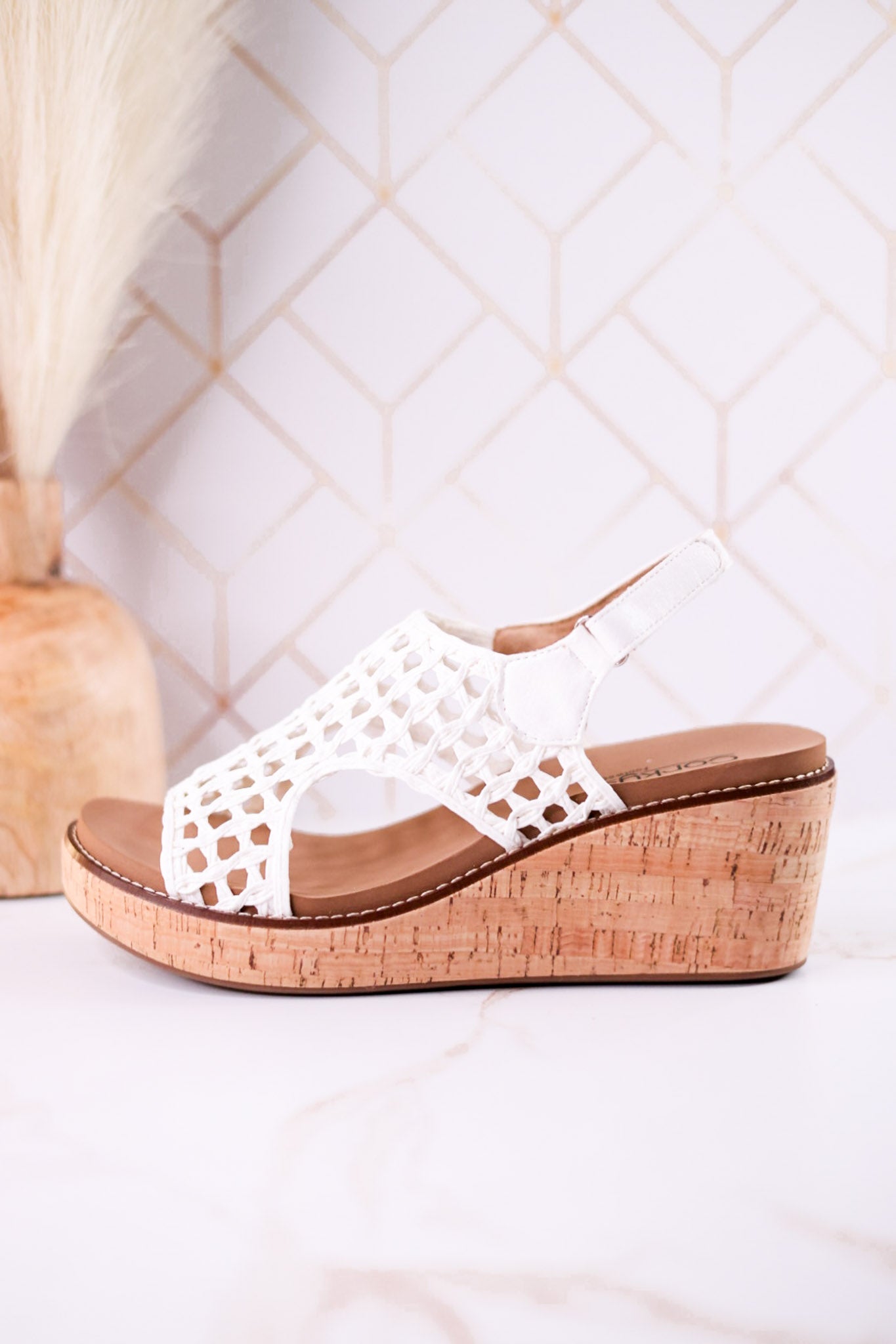 Ivory Woven Carley Wedge Sandals - Whiskey Skies - CORKYS FOOTWEAR