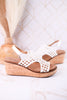 Ivory Woven Carley Wedge Sandals - Whiskey Skies - CORKYS FOOTWEAR