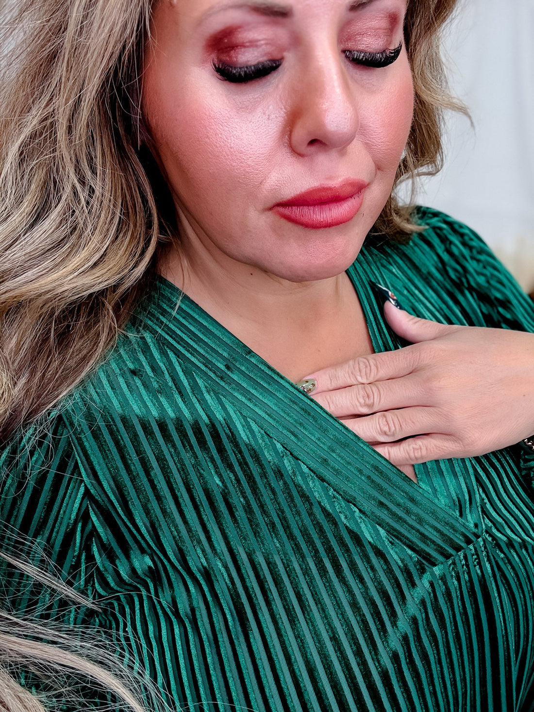 Ivy Velvet Textured Green Long Sleeve Top - Whiskey Skies - JESS LEA