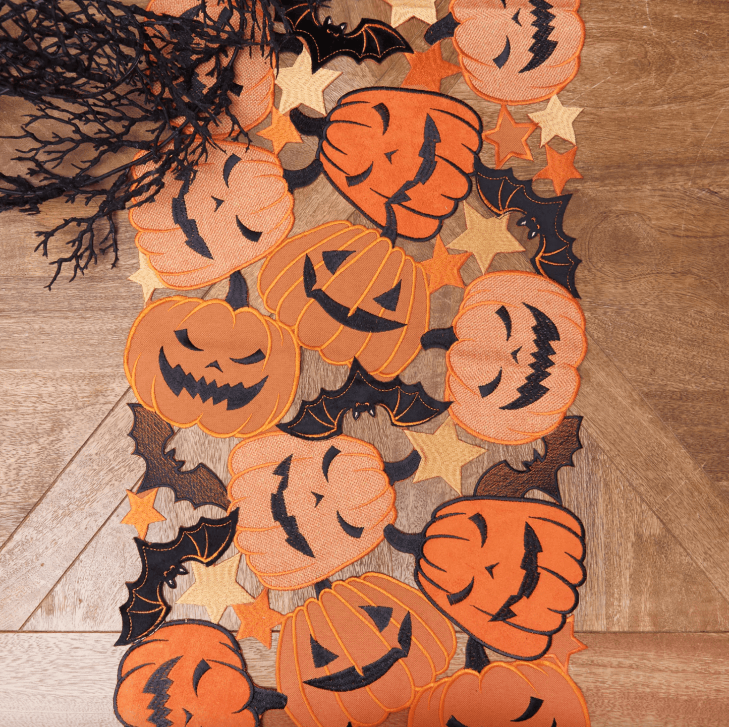 Jack - O - Lantern & Bat Table Runner - Whiskey Skies - C & F ENTERPRISES