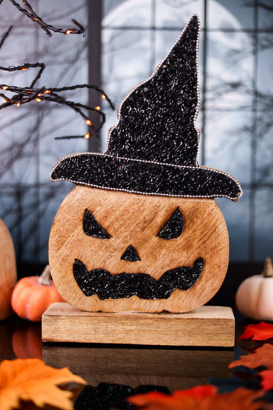Jack O' Lantern With Witch Hat Stand - Whiskey Skies - WT COLLECTION