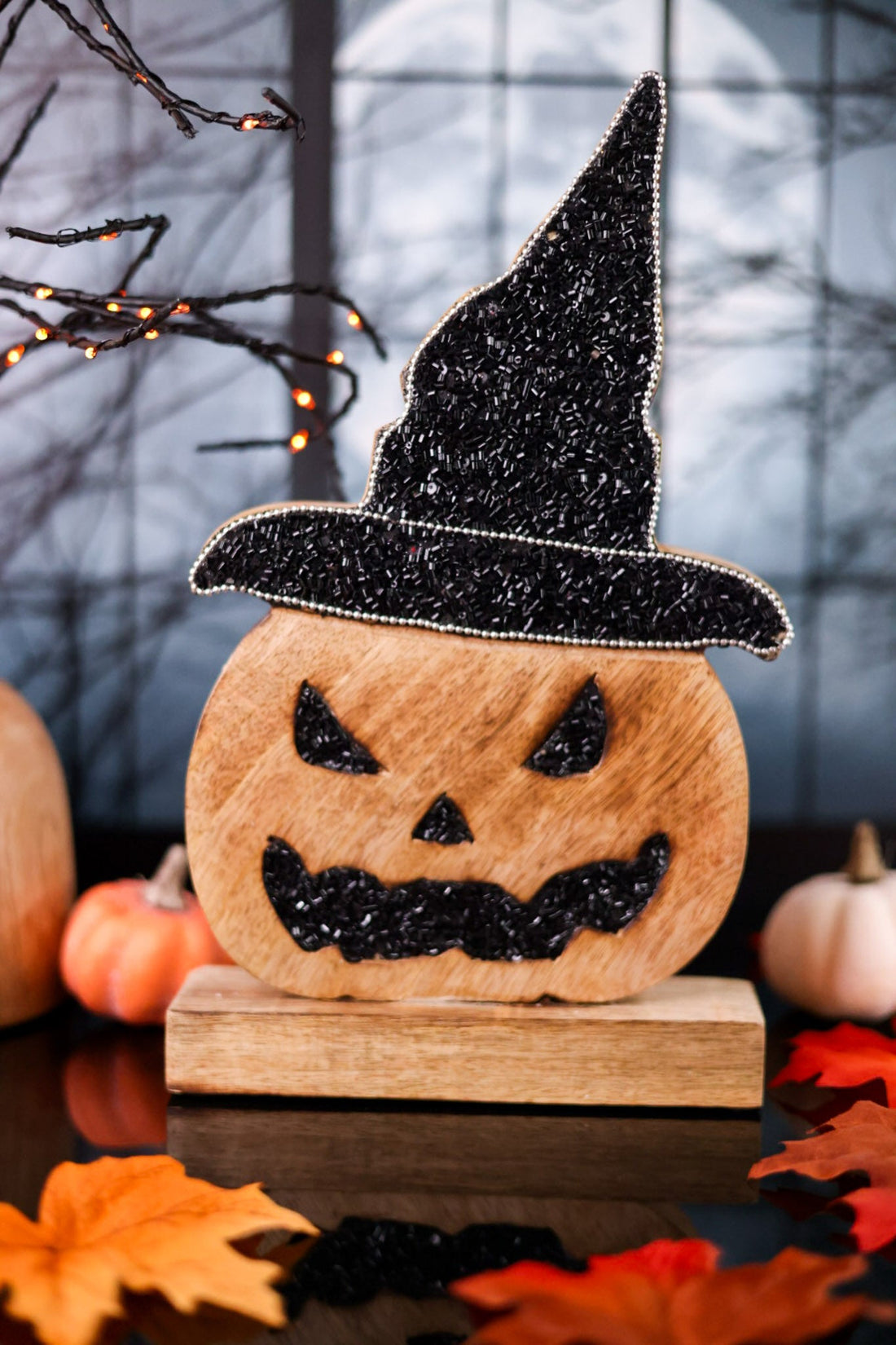 Jack O' Lantern With Witch Hat Stand - Whiskey Skies - WT COLLECTION