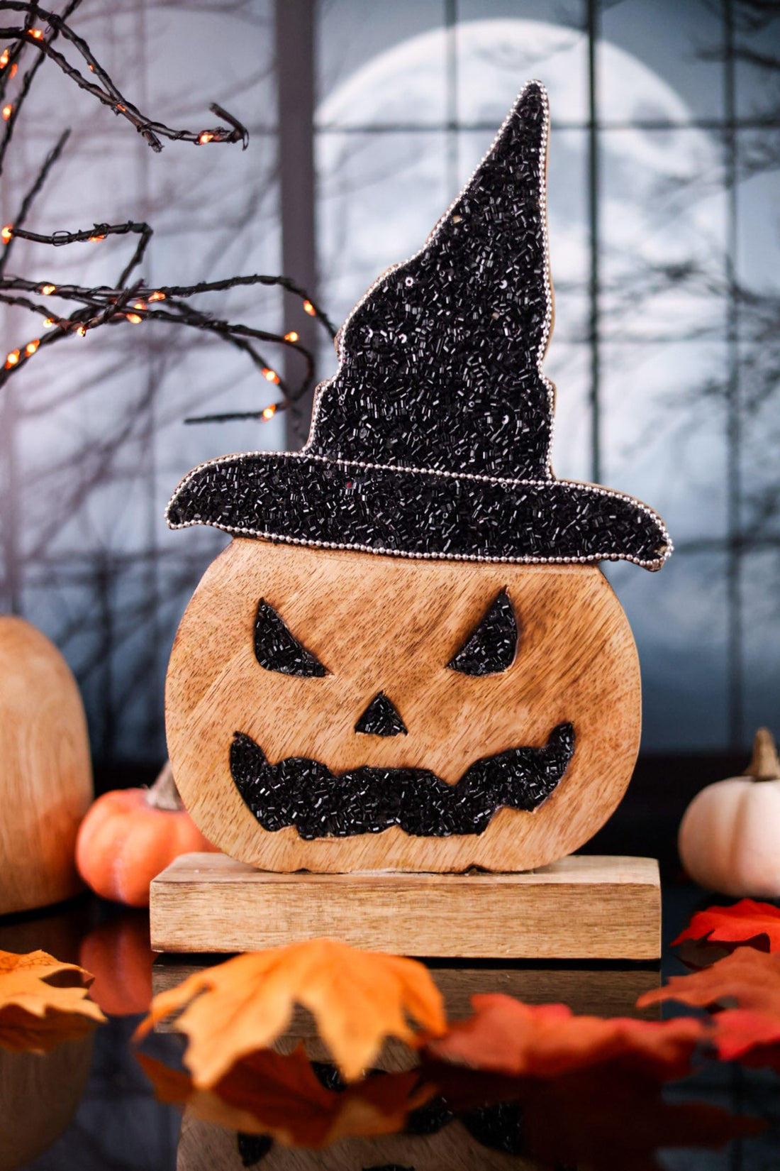 Jack O' Lantern With Witch Hat Stand - Whiskey Skies - WT COLLECTION