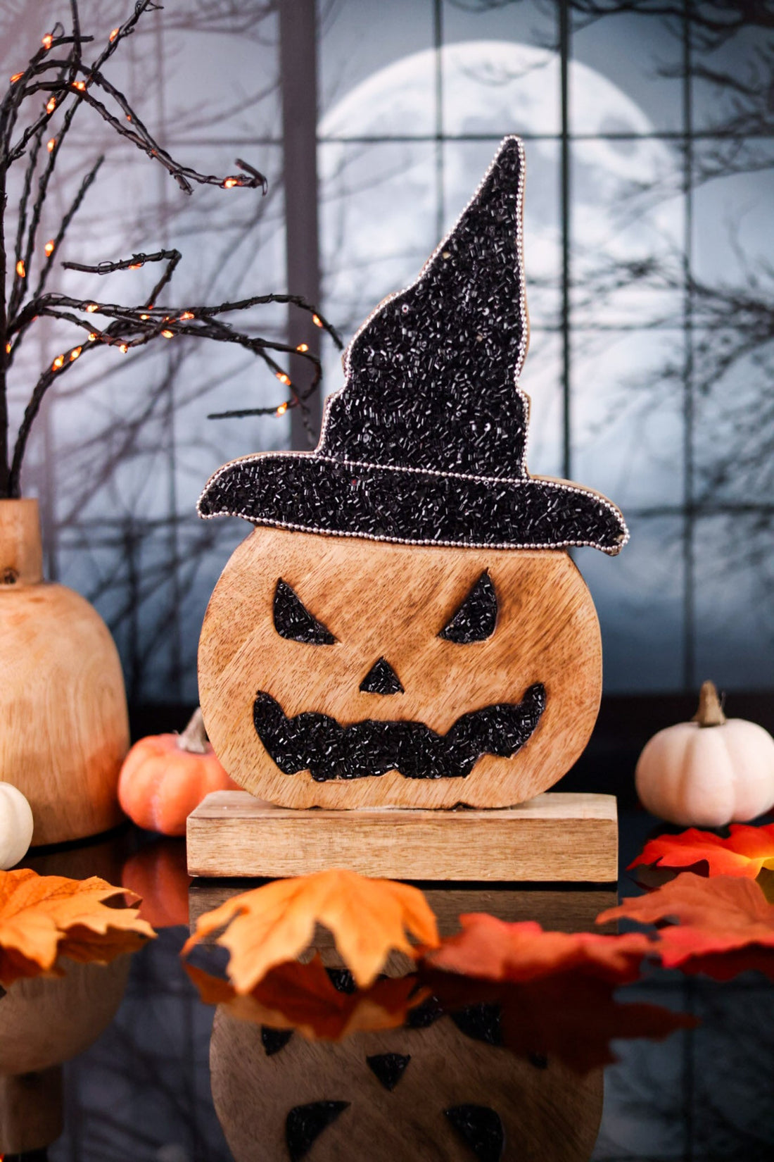 Jack O' Lantern With Witch Hat Stand - Whiskey Skies - WT COLLECTION