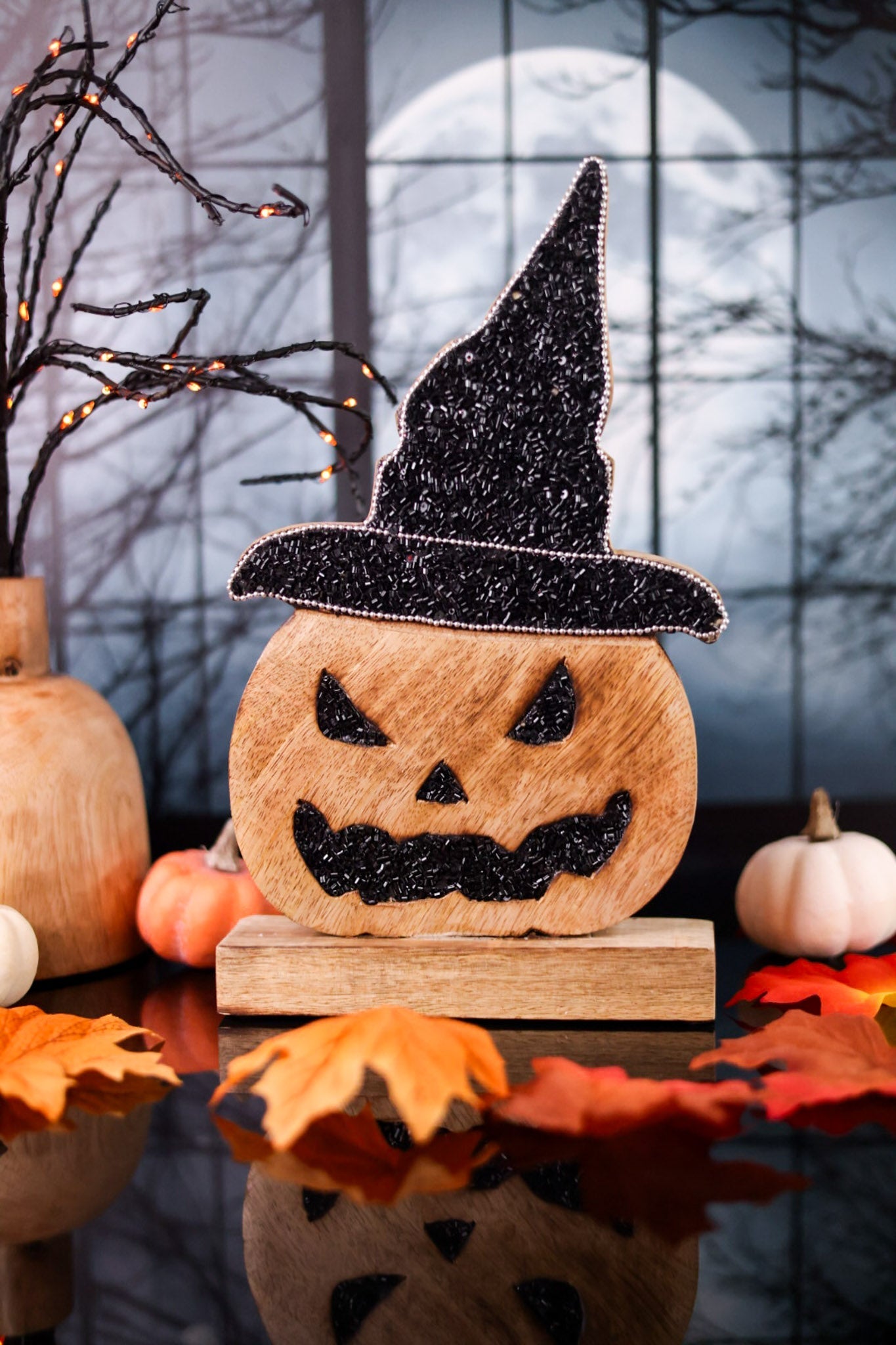 Jack O' Lantern With Witch Hat Stand - Whiskey Skies - WT COLLECTION