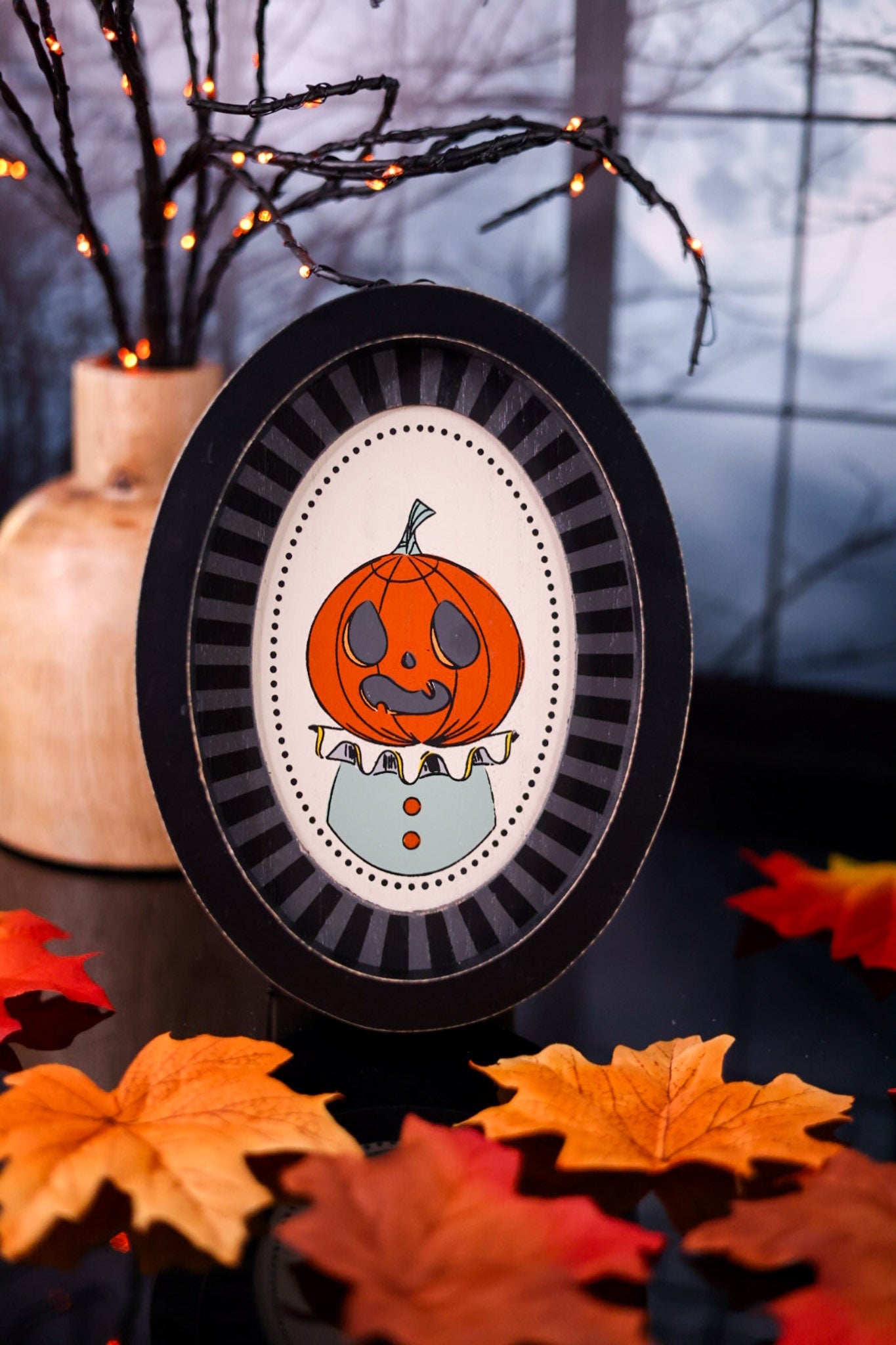 Jack - O - Lantern Wooden Framed Sign - Whiskey Skies - ADAMS & CO