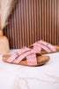 "Jada" Tooled Faux Leather Slip On Sandals In Blush - Whiskey Skies - VERY G