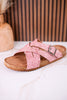 "Jada" Tooled Faux Leather Slip On Sandals In Blush - Whiskey Skies - VERY G