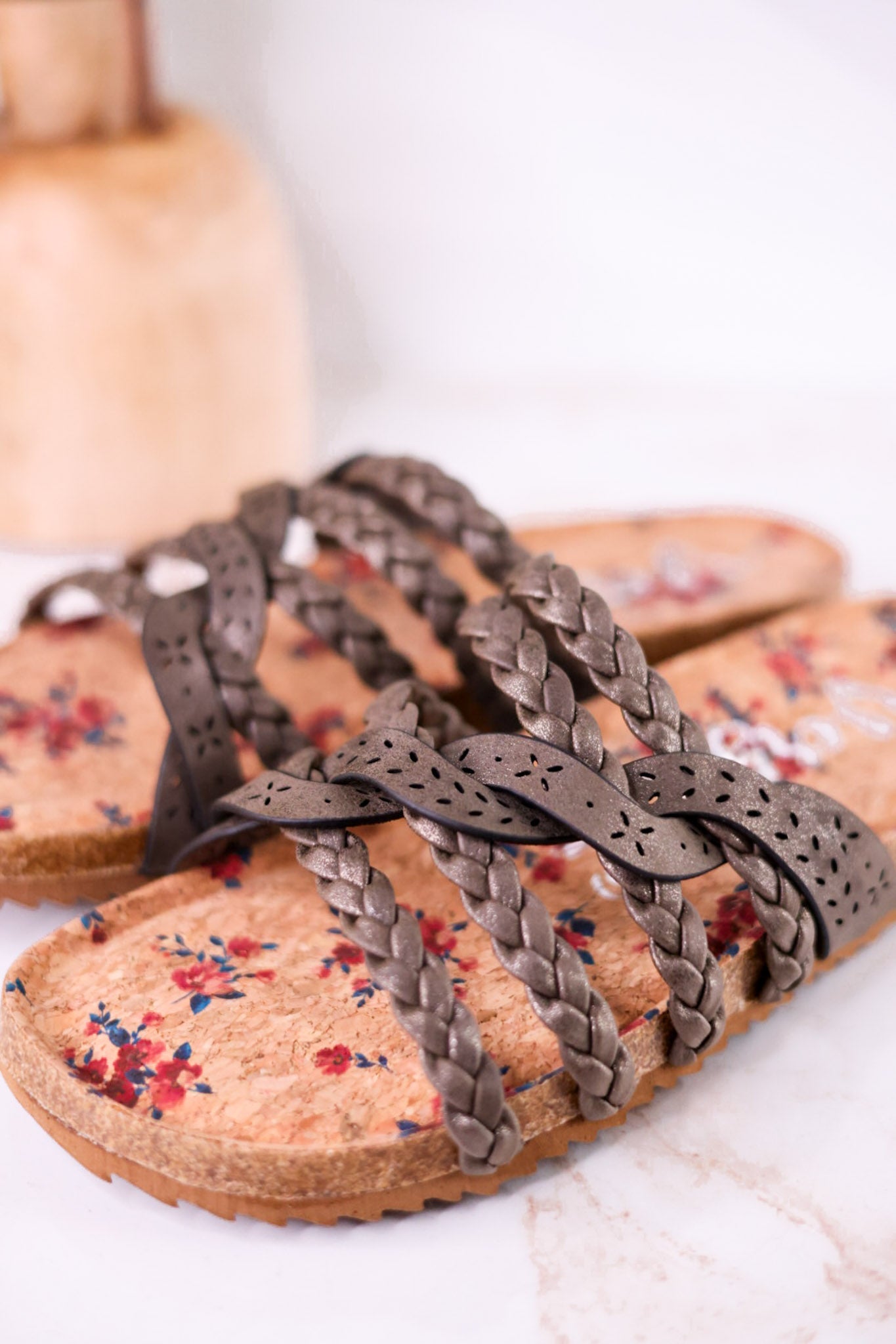 Jade Braided Sandals in Grey - Whiskey Skies - VERY G