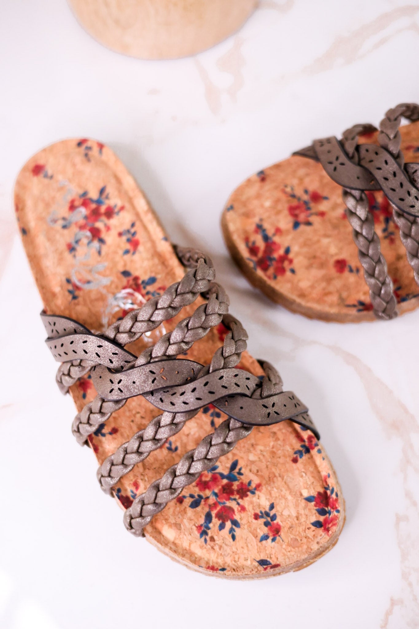 Jade Braided Sandals in Grey - Whiskey Skies - VERY G