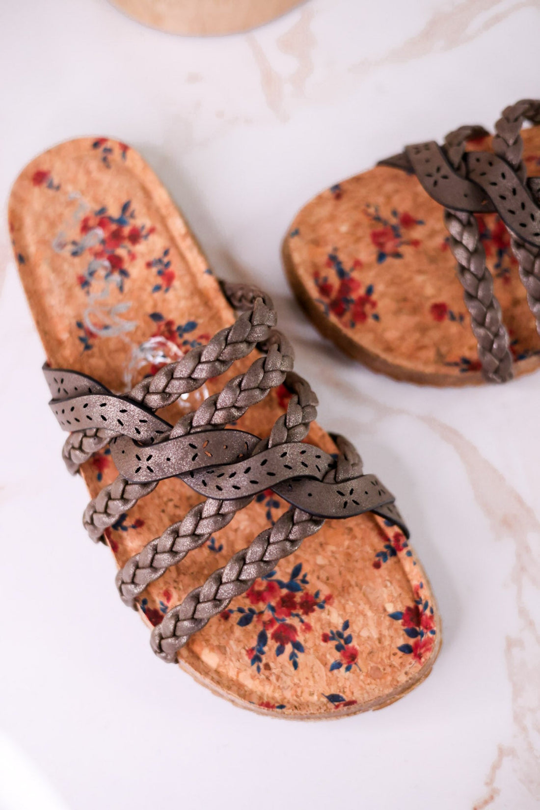 Jade Braided Sandals in Grey - Whiskey Skies - VERY G
