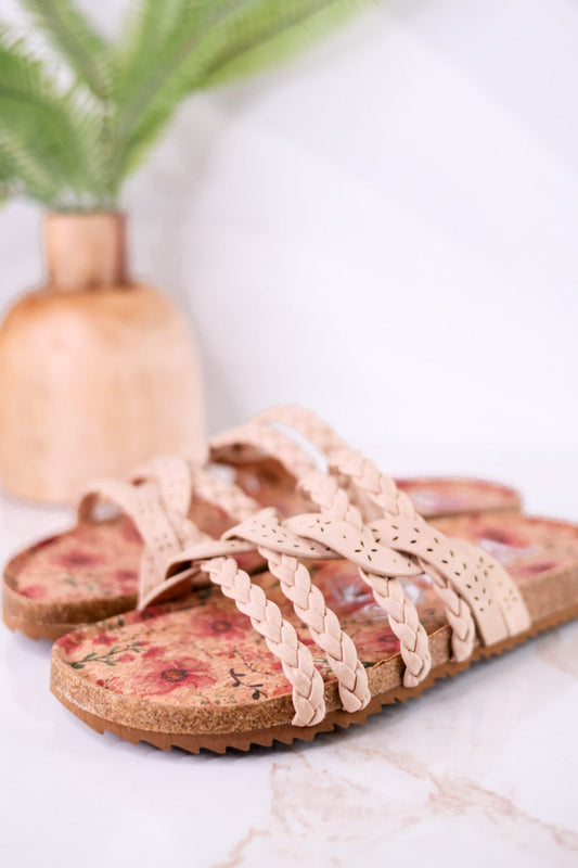Jade Braided Sandals in Nude - Whiskey Skies - VERY G