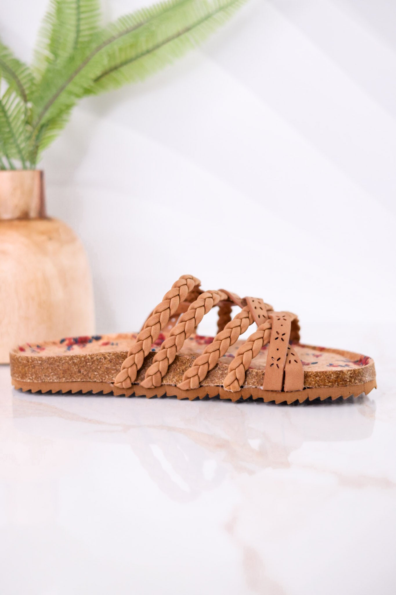 Jade Braided Sandals in Tan - Whiskey Skies - VERY G