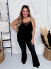 Jet Black V - Neck Camisole Tank Top W/ Lace Detail - Whiskey Skies - POL CLOTHING INC.