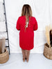 Jewel Red Long Sleeve A - Line Dress - Whiskey Skies - DEAR SCARLETT
