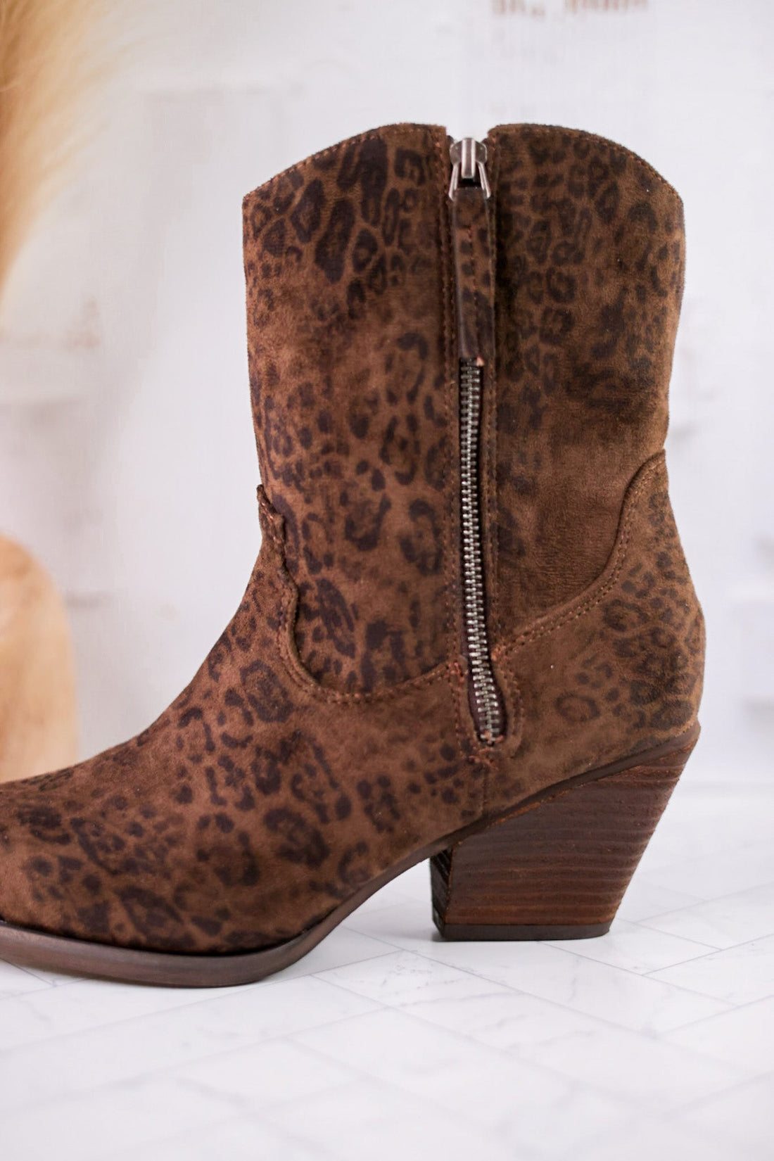 Jimi Black Leopard Ankle Boots - Whiskey Skies - VERY G