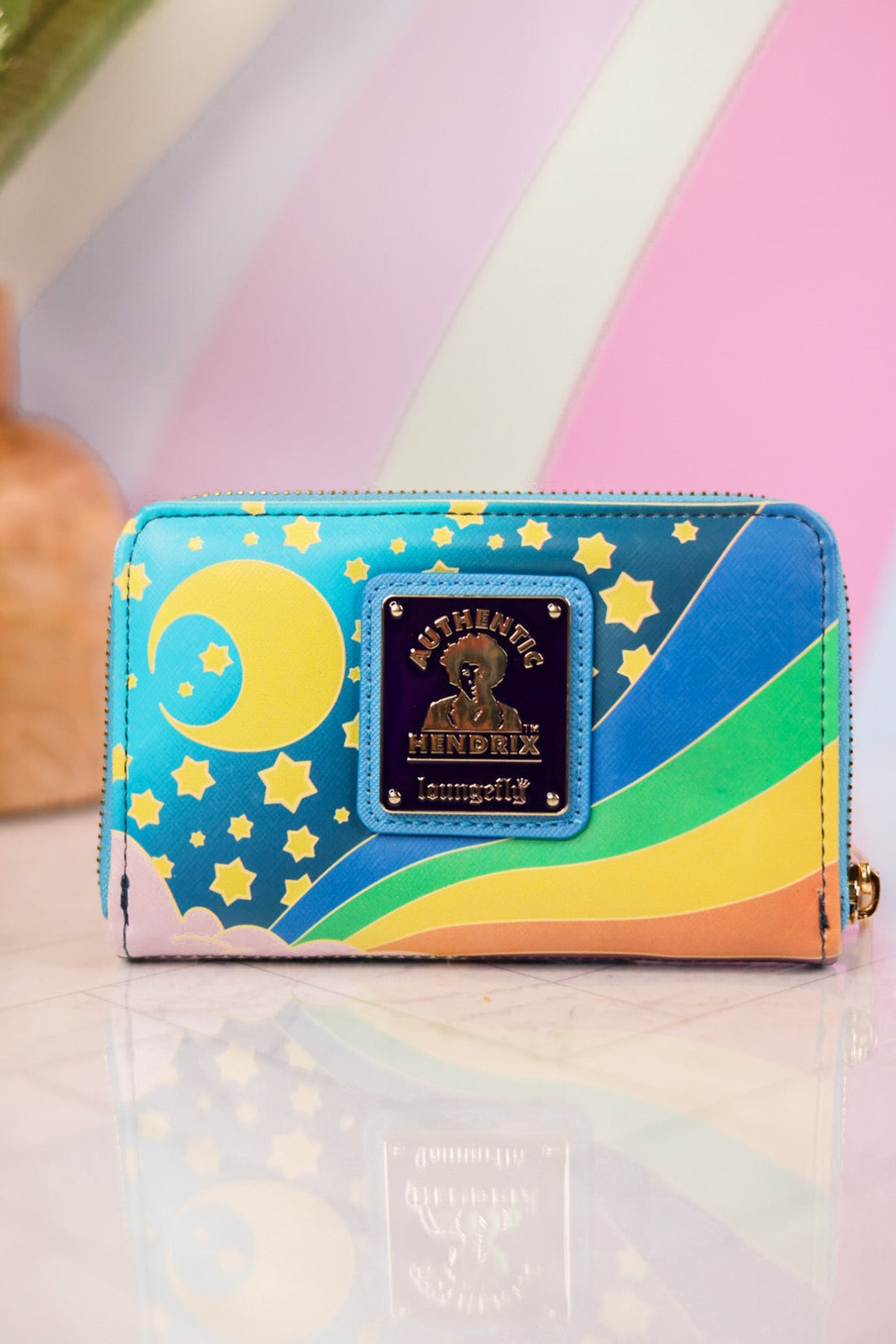 Jimi Hendrix Psychedelic Glow Landscape Zip Around Wallet - Whiskey Skies - LOUNGEFLY