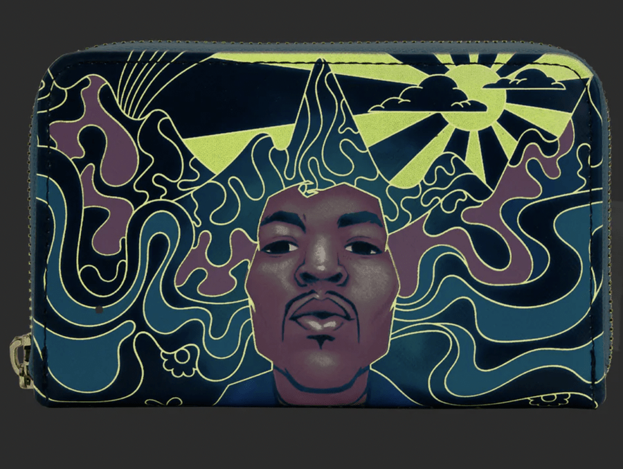 Jimi Hendrix Psychedelic Glow Landscape Zip Around Wallet - Whiskey Skies - LOUNGEFLY