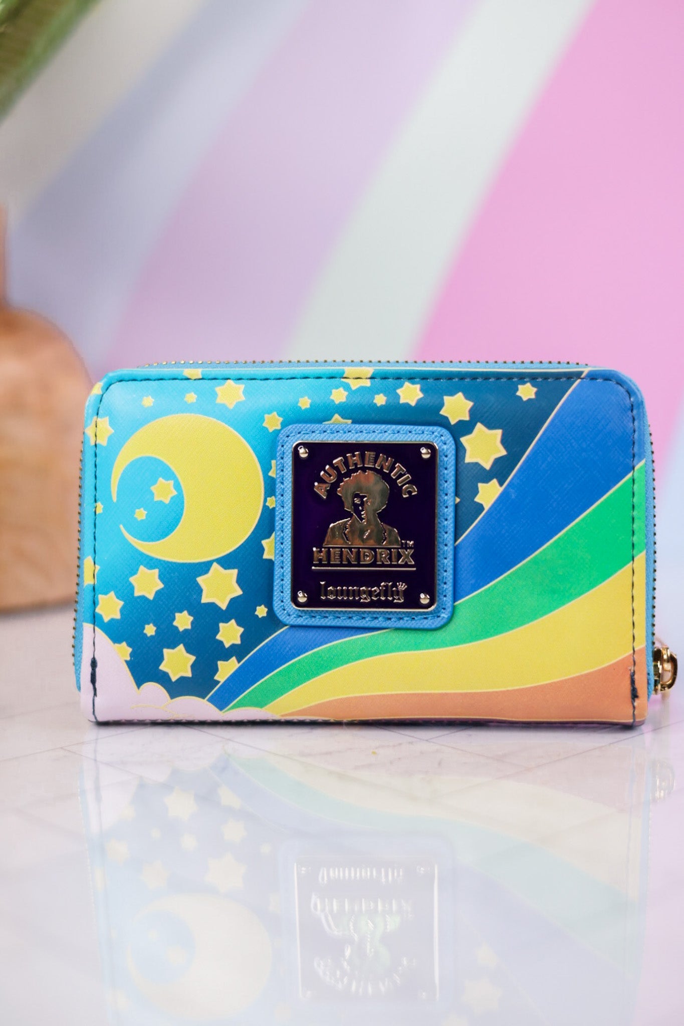 Jimi Hendrix Psychedelic Glow Landscape Zip Around Wallet - Whiskey Skies - LOUNGEFLY