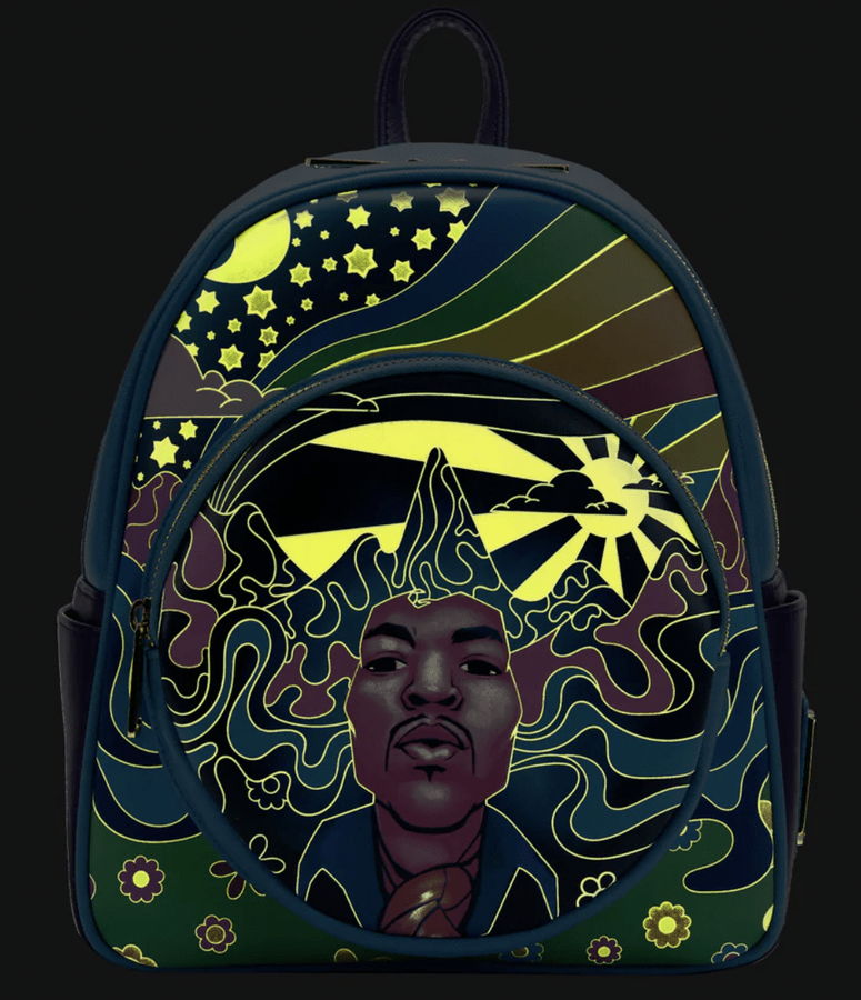 Jimi Hendrix Psychedelic Glow Landscape Zip Mini Backpack - Whiskey Skies - LOUNGEFLY