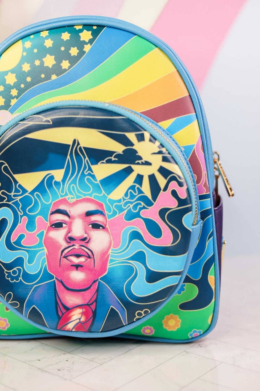 Jimi Hendrix Psychedelic Glow Landscape Zip Mini Backpack - Whiskey Skies - LOUNGEFLY