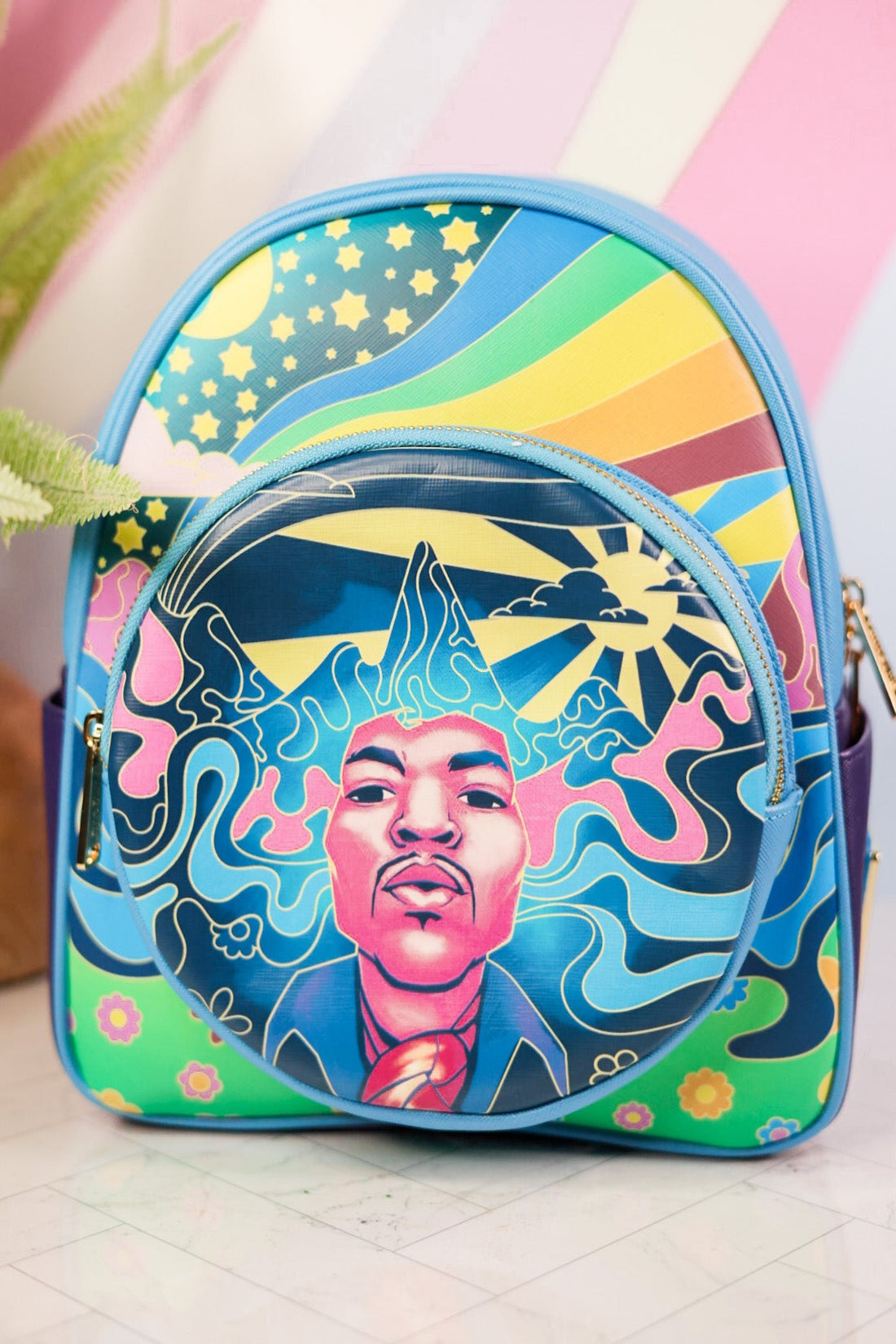 Jimi Hendrix Psychedelic Glow Landscape Zip Mini Backpack - Whiskey Skies - LOUNGEFLY