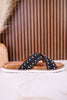 "Jocilyn" Black Studded Slip On Sandals With Antique Style Buckle - Whiskey Skies - VERY G