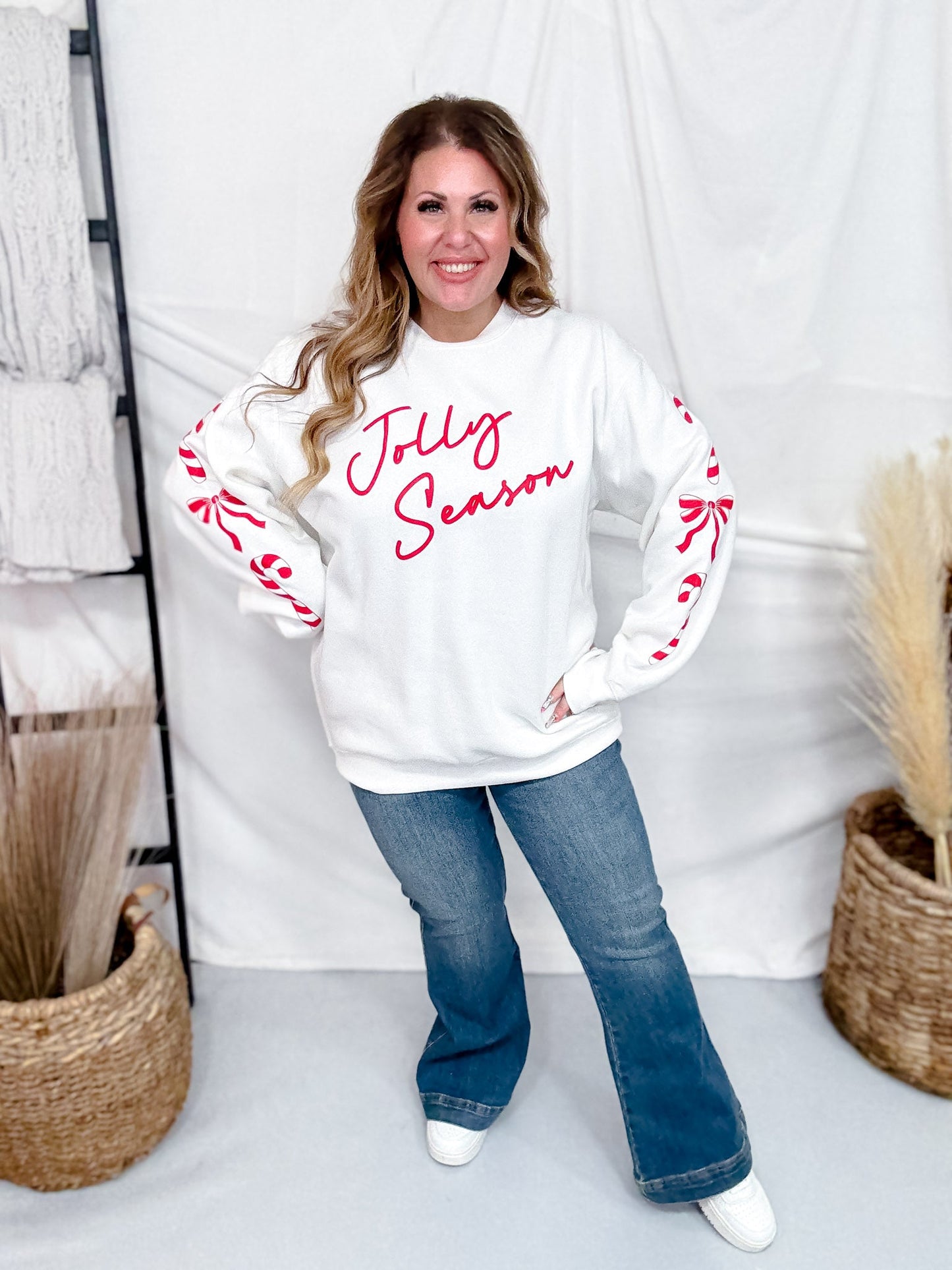 Jolly Season Long Sleeve Sweatshirt - Whiskey Skies - SOUTHERN BLISS COMPANY