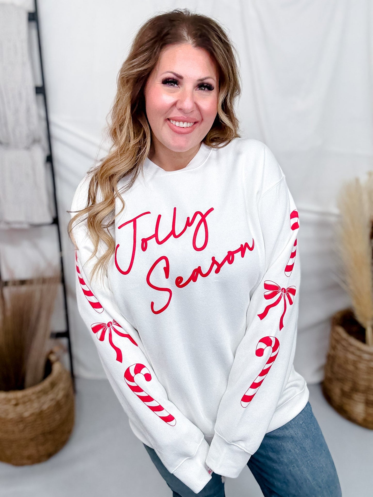 Jolly Season Long Sleeve Sweatshirt - Whiskey Skies - SOUTHERN BLISS COMPANY