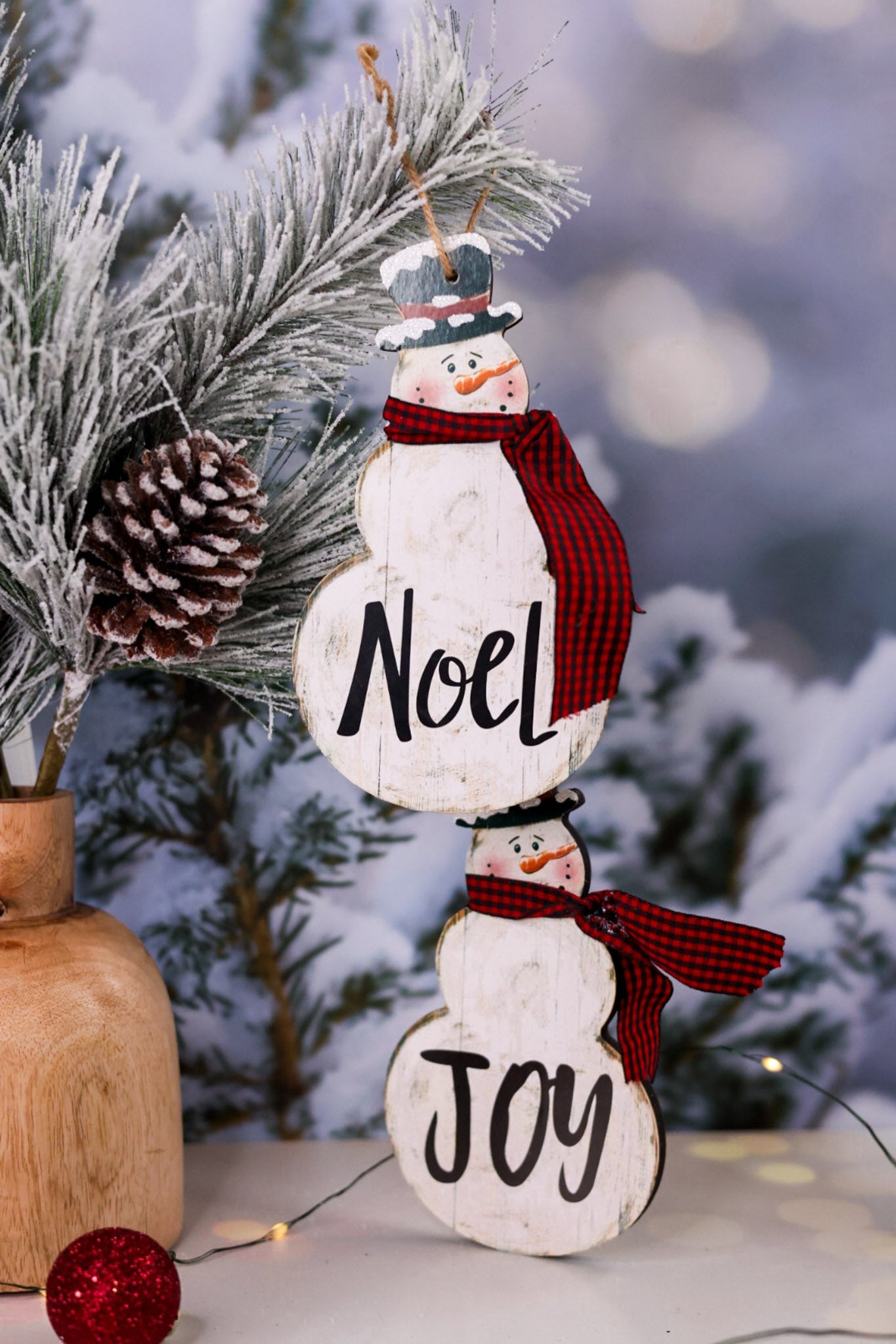 Joy & Noel Snowman Ornaments (Two Styles) - Whiskey Skies - MELROSE INTL