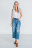 Judy Blue Back Pocket Embroidered Cropped Wide Leg Jeans - Whiskey Skies - JUDY BLUE