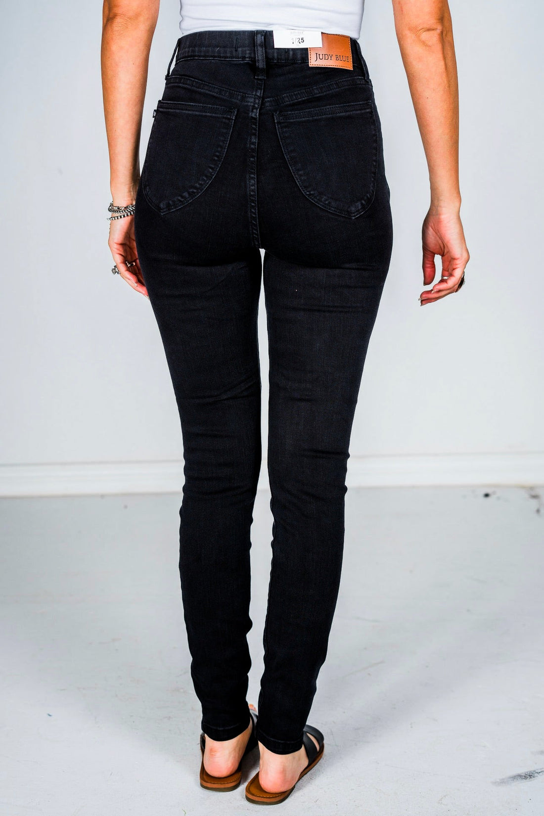 Judy Blue Black High Waist Pull On Shield Pocket Skinny Jeans - Whiskey Skies - JUDY BLUE