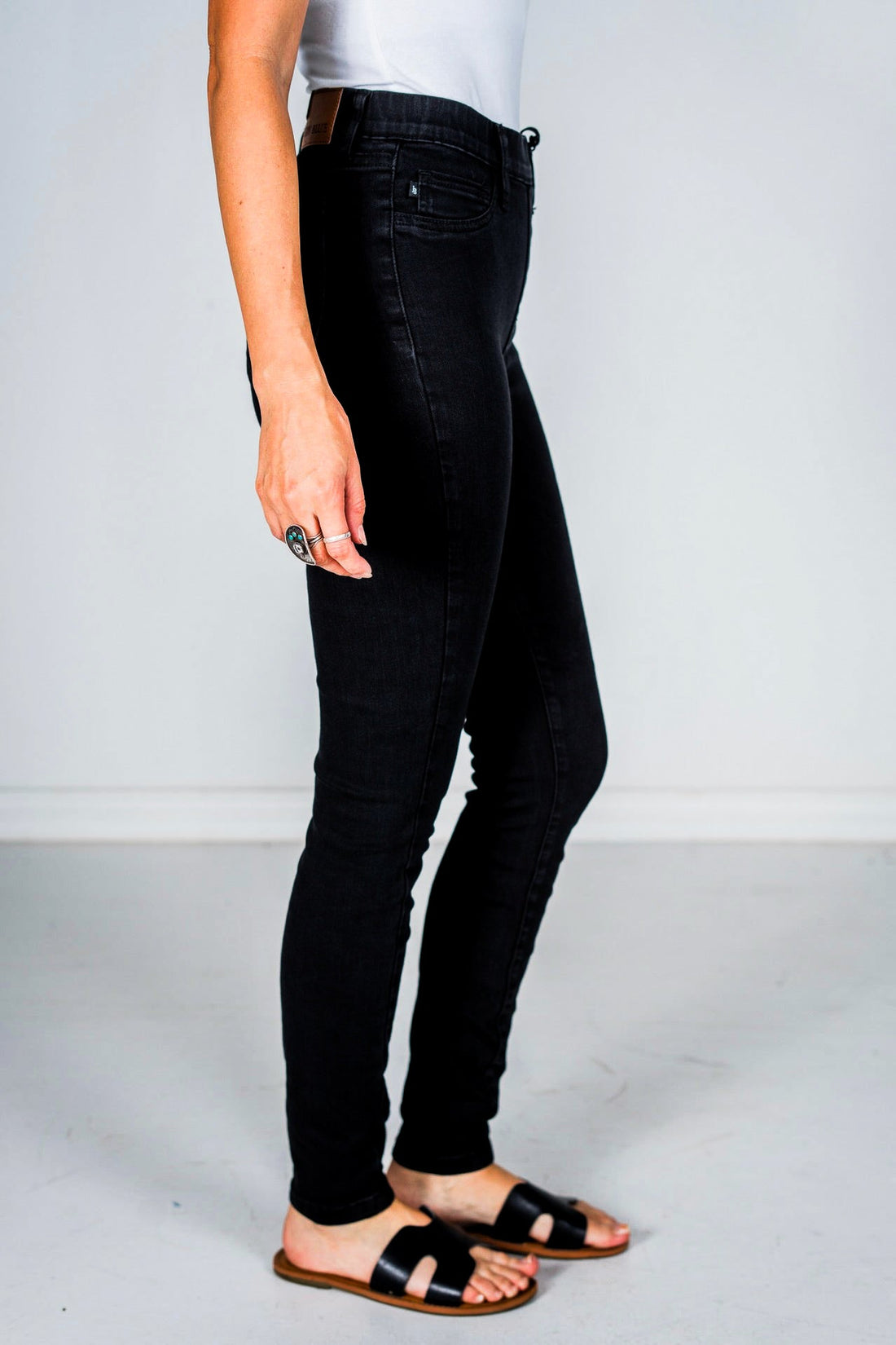 Judy Blue Black High Waist Pull On Shield Pocket Skinny Jeans - Whiskey Skies - JUDY BLUE