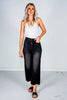 Judy Blue Black High Waist Raw Hem Wide Leg Crops - Whiskey Skies - JUDY BLUE